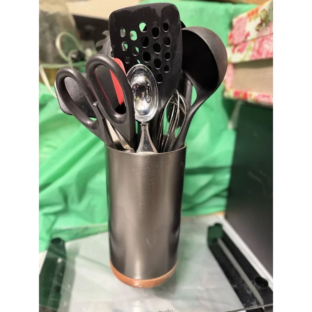 Mixed Brand Kitchen Utensil Set w/ Holder – Silicone Tools,‎ Whisk, Shears